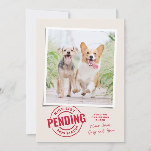 素敵なリストおもしろいクリスマスのペットの写真 シーズンカード (正面)