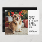 素敵なリストおもしろいペット白黒クリスマスフォト シーズンカード (正面/裏面)