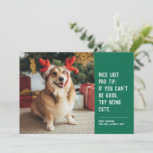 素敵なリストおもしろいペット緑のクリスマスの写真 シーズンカード (スタンド正面)
