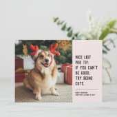 素敵なリストおもしろいペット黒ピンクのクリスマスフォト シーズンカード (スタンド正面)