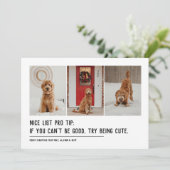 素敵なリストおもしろいペット3つの写真ブラッククリスマス シーズンカード (スタンド正面)