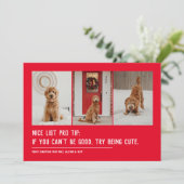 素敵なリストおもしろいペット3枚の写真クリスマス シーズンカード (スタンド正面)