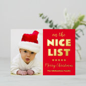 素敵なリストのクリスマスフォトに 箔シーズンカード (立ち正面)