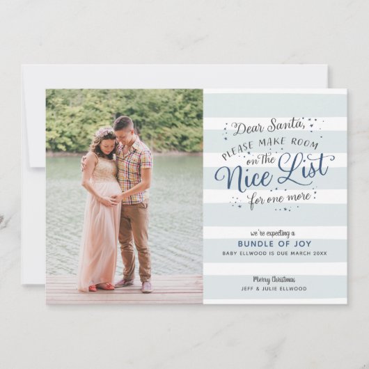 素敵なリストのクリスマス妊娠発表 シーズンカード (正面)