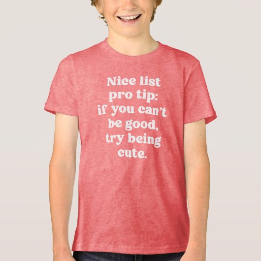 素敵なリストのプロの先端おもしろいかわいいホワイトタイプのクリスマス トライブレンドTシャツ (正面)