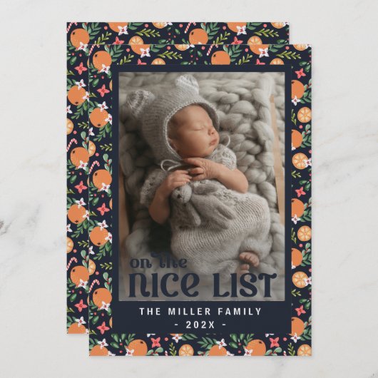 素敵なリストの小さなかわいこちゃんクリスマス 招待状 (正面/裏面)