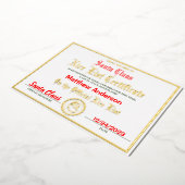 素敵なリストの証明書|子供のクリスマスのプレゼント 箔シーズンカード (回転した状態)