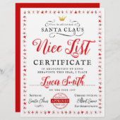素敵なリストクリスマス証明書紙 (正面/裏面)