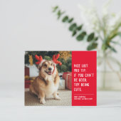 素敵なリスト可愛いおもしろい赤い犬のクリスマスフォト シーズンポストカード (スタンド正面)