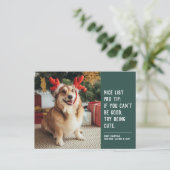 素敵なリスト緑の可愛いおもしろいペットのクリスマスフォト シーズンポストカード (スタンド正面)