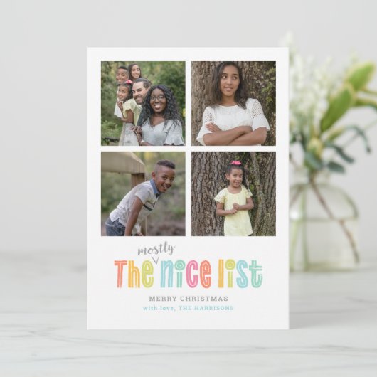 素敵なリスト複数の写真のクリスマス シーズンカード (スタンド正面)