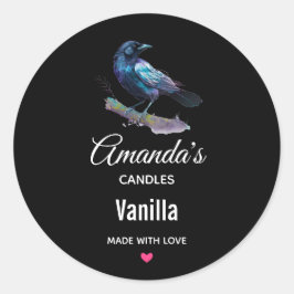 素敵なレイヴンが木の枝ろうそくのビジネス ラウンドシール