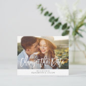 素敵なレタリング写真の日付カードを変更 ポストカード (スタンド正面)