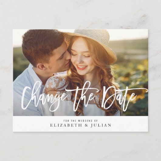 素敵なレタリング写真の日付カードを変更 ポストカード (正面)