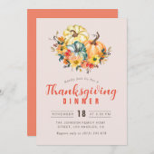 素敵なレタリング感謝祭ディナー 招待状 (正面/裏面)