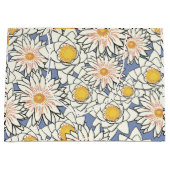 素敵なレトロな花柄 l 誕生日 l 青 ラージペーパーバッグ (正面)