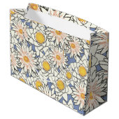 素敵なレトロな花柄 l 誕生日 l 青 ラージペーパーバッグ (裏面アングル)