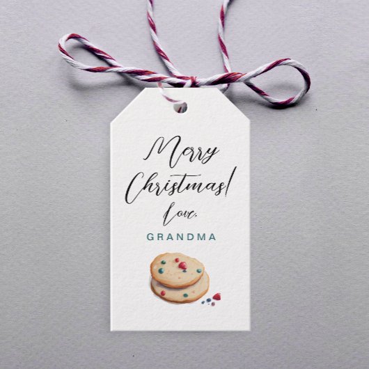 素敵なレトロクリスマスクッキー水色 ギフトタグ