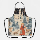 素敵なレトロクリスマススノーシーン エプロン (正面)