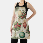 素敵なレトロクリスマスバウブル&ホリー エプロン (インサイチュ)