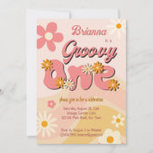 素敵なレトロダイジーの1歳誕生日パーティー 招待状 (正面)