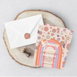 素敵なレトロ水彩 ベビーシャワー インビテーション