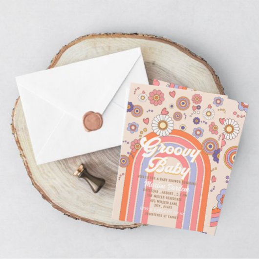 素敵なレトロ水彩 ベビーシャワー インビテーション