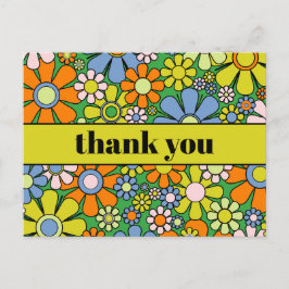 素敵なレトロ フラワー カラフル 60年代 70年代 サンキュー ポストカード
