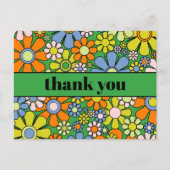 素敵なレトロ フラワー カラフル 60s 70s サンキュー ポストカード (正面)