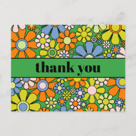 素敵なレトロ フラワー カラフル 60s 70s サンキュー ポストカード