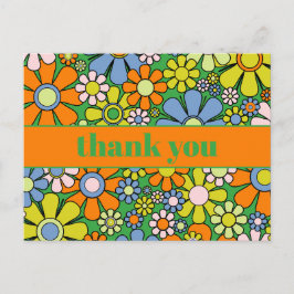 素敵なレトロ フラワー カラフル 60s 70s サンキュー ポストカード