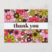 素敵なレトロ フラワー 60年代 70年代 花柄 サンキュー ポストカード (正面)