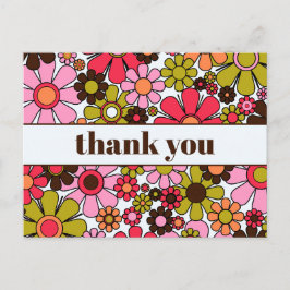 素敵なレトロ フラワー 60年代 70年代 花柄 サンキュー ポストカード