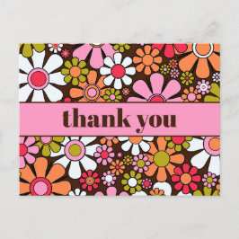 素敵なレトロ フラワー 60年代 70年代 花柄 サンキュー ポストカード