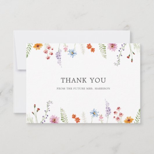 素敵なワイルドフラワー ブライダルシャワー サンキューカード (正面)