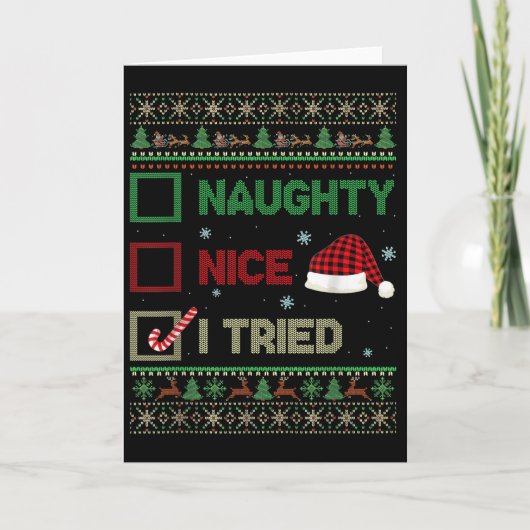 素敵なワルモノ クリスマス 汚いセーター 赤い格子縞 クリスト カード (正面)