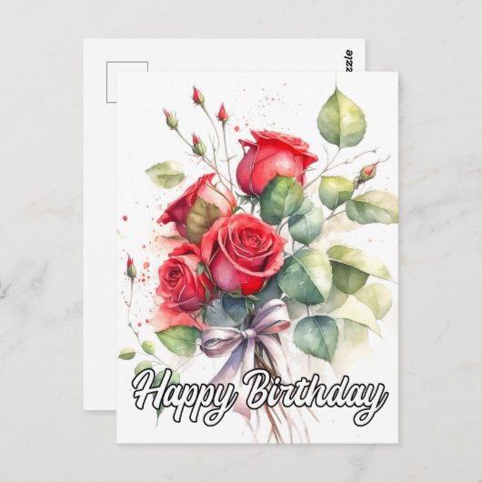 素敵なヴィンテージの赤いバラ ポストカード (正面/裏面)