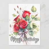 素敵なヴィンテージの赤いバラ ポストカード (正面)