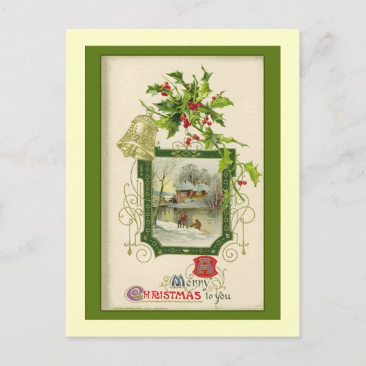 素敵なヴィンテージビクトリアンクリスマスカード シーズンポストカード (正面)