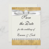 素敵なヴィンテージ動揺して金ゴールド 案内ポストカード (正面/裏面)