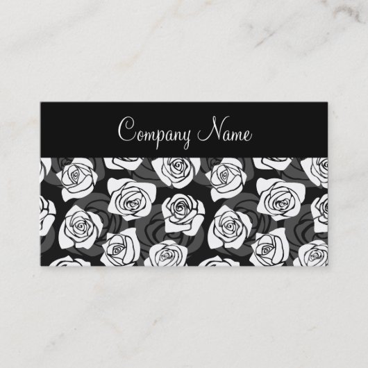 素敵なヴィンテージ白黒のバラの名刺 名刺 (正面)