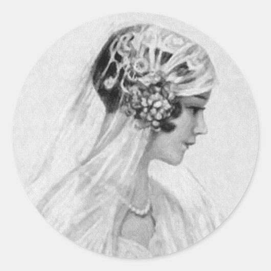 素敵なヴィンテージ花嫁、グレースケール ラウンドシール (正面)