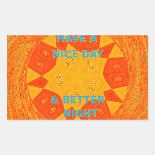 素敵な一日とより良いナイトアートプリント 長方形シール (正面)