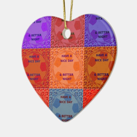 素敵な一日とより良いナイトアートポップ・アートのプリントを持つ セラミックオーナメント (左)