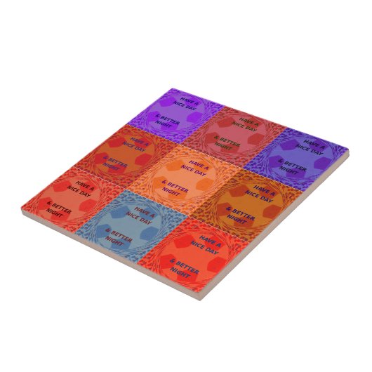 素敵な一日とより良いナイトアートポップ・アートのプリントを持つ タイル (側面)