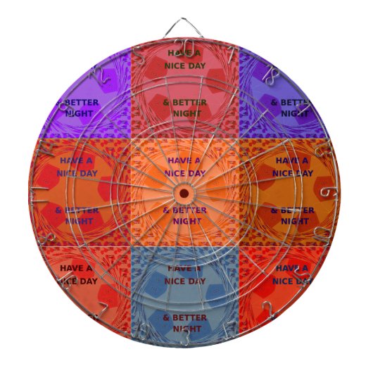 素敵な一日とより良いナイトアートポップ・アートのプリントを持つ ダーツボード (正面)