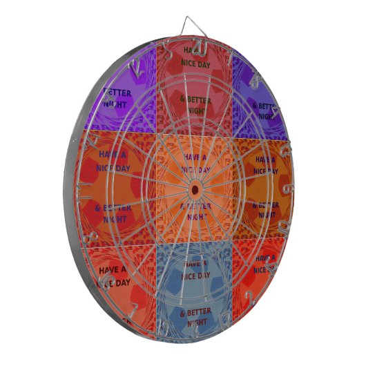 素敵な一日とより良いナイトアートポップ・アートのプリントを持つ ダーツボード (正面左)