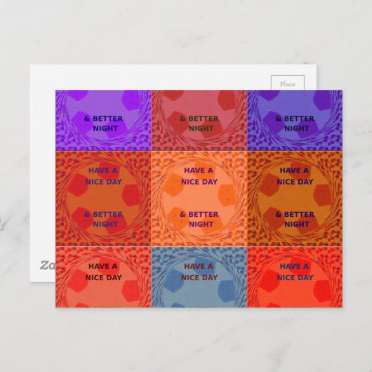 素敵な一日とより良いナイトアートポップ・アートのプリントを持つ ポストカード (正面/裏面)