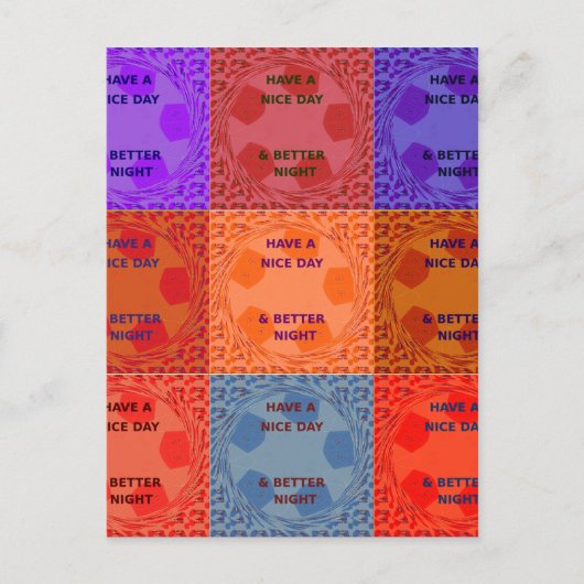 素敵な一日とより良いナイトアートポップ・アートのプリントを持つ ポストカード (正面)