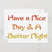 素敵な一日とより良い夜の文字アートデザイン ポストカード (正面/裏面)